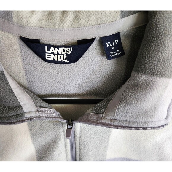 Lands' End Anyweather Fleece 1/4 Zip Pullover Top Surf Gray Women's Size XL/P 18 - Picture 6 of 6